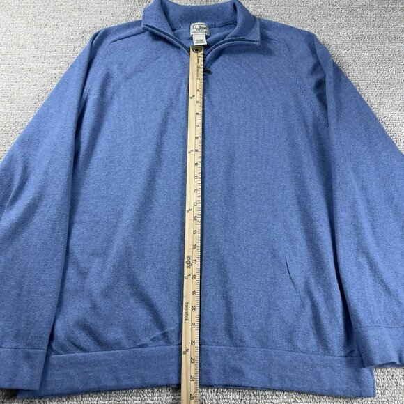 L.L. Bean 1/4 Zip Sweater Blue Men’s Size XL - Picture 4 of 8